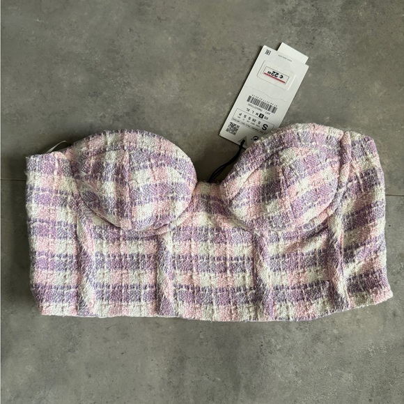NWT! Zara Tweed Crop Top | S - Picture 6 of 9
